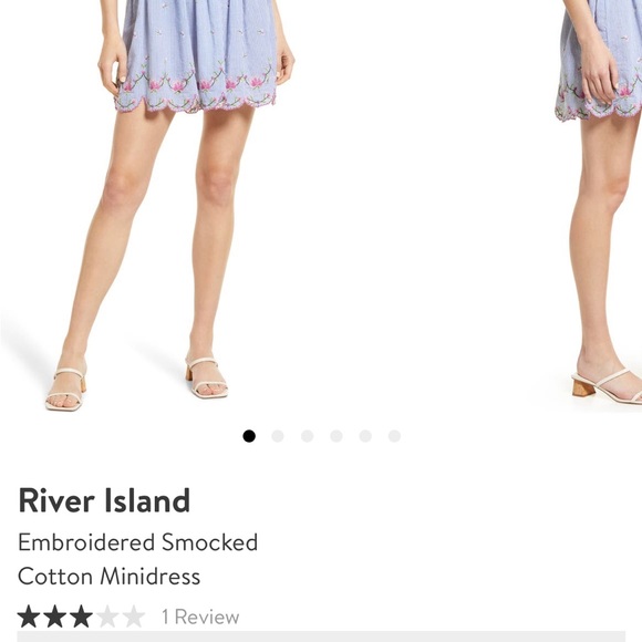 River Island Smocked Embroidered Cotton Mini Dress, M - Picture 3 of 14